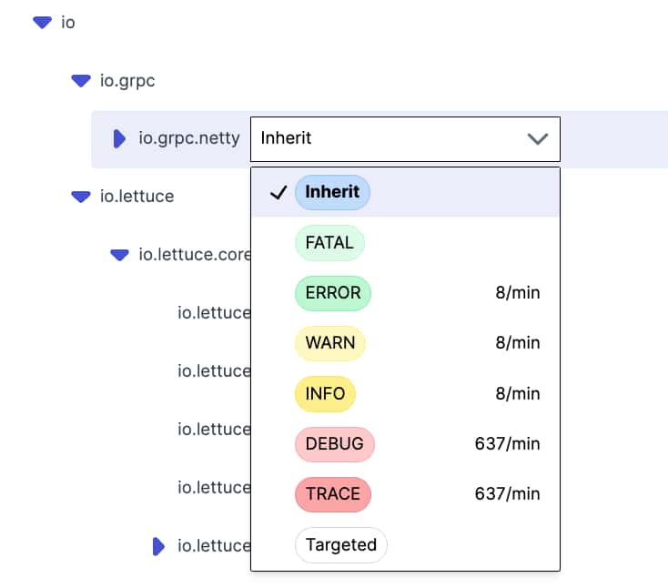 centralized log level change UI in Quonfig